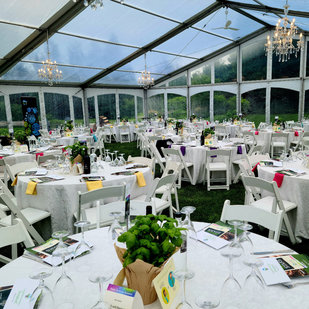 The beautiful clear roofed tent ready for an Evening Under the Stars